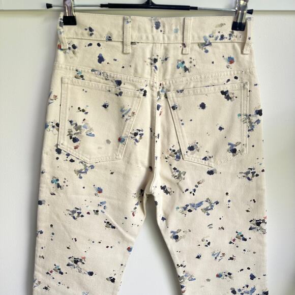 Caron Callahan NWT Stewart Khaki Painter Print Sz 0 Straight Wide Leg Jeans Pant - Picture 11 of 13